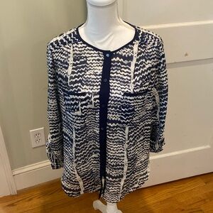 Trina Turk patterned blouse in navy